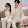 QM0109 - Bộ đồ ngủ pijama cặp đôi lụa mềm mịn tay dài