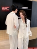 QM0109 - Bộ đồ ngủ pijama cặp đôi lụa mềm mịn tay dài