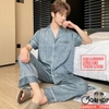 QM0114 - Bộ đồ ngủ Pijama nam lụa mềm mịn tay ngắn quần dài