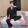 QM0115 - Bộ đồ ngủ pijama nam lụa mềm mịn tay dài