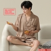 QM0122 - Bộ đồ ngủ pijama nam lụa tay ngắn quần ngắn