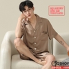 QM0122 - Bộ đồ ngủ pijama nam lụa tay ngắn quần ngắn