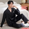 QM0125 - Bộ đồ ngủ pijama nam lụa mềm mịn tay dài