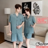 QM0130 - Bộ đồ ngủ pijama cặp đôi quần ngắn lụa mềm mịn