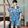 QM0133 - Bộ đồ ngủ pijama nam quần ngắn lụa satin mềm