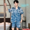 QM0133 - Bộ đồ ngủ pijama nam quần ngắn lụa satin mềm