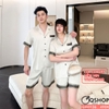 QM0136 - Bộ đồ ngủ pijama cặp đôi lụa mềm mịn quần ngắn