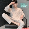 QM0150 - Bộ đồ ngủ pijama nam tay dài vải tole mát