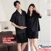 QM0156 - Bộ đồ ngủ pijama cặp đôi quần ngắn lụa mềm mát