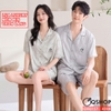 QM0157 - Bộ đồ ngủ pijama cặp đôi quần ngắn lụa mềm mát