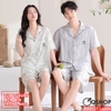 QM0157 - Bộ đồ ngủ pijama cặp đôi quần ngắn lụa mềm mát