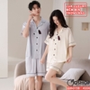 QM0158 - Bộ đồ ngủ pijama cặp đôi quần ngắn lụa mềm mát
