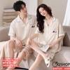 QM0159 - Bộ đồ ngủ pijama cặp đôi quần ngắn lụa mềm mát