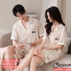QM0159 - Bộ đồ ngủ pijama cặp đôi quần ngắn lụa mềm mát