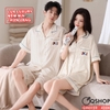 QM0159 - Bộ đồ ngủ pijama cặp đôi quần ngắn lụa mềm mát