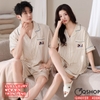 QM0159 - Bộ đồ ngủ pijama cặp đôi quần ngắn lụa mềm mát