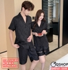 QM0161 - Bộ đồ ngủ pijama cặp đôi quần ngắn lụa mềm mát