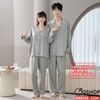 QM0162 - Bộ đồ ngủ pijama cặp đôi lụa mềm mịn tay dài