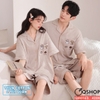 QM0163 - Bộ đồ ngủ pijama cặp đôi thun cotton quần ngắn 2 túi