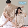 QM0164 - Bộ đồ ngủ pijama cặp đôi thun cotton quần ngắn 1 túi