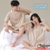 QM0164 - Bộ đồ ngủ pijama cặp đôi thun cotton quần ngắn 1 túi