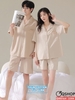 QM0164 - Bộ đồ ngủ pijama cặp đôi thun cotton quần ngắn 1 túi