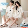 QM0165 - Bộ đồ ngủ pijama cặp đôi thun cotton quần ngắn 2 túi