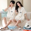 QM0165 - Bộ đồ ngủ pijama cặp đôi thun cotton quần ngắn 2 túi