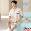 QM0168 - Bộ đồ ngủ pijama cặp đôi thun cotton quần ngắn 2 túi