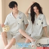 QM0169 - Bộ đồ ngủ pijama cặp đôi thun cotton quần ngắn 2 túi