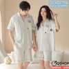 QM0169 - Bộ đồ ngủ pijama cặp đôi thun cotton quần ngắn 2 túi