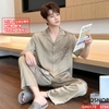 QM0170 - Bộ đồ ngủ pijama nam lụa cao cấp tay ngắn quần dài