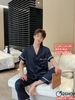 QM0172 - Bộ đồ ngủ pijama nam tay ngắn quần dài lụa cao cấp