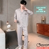 QM0174 - Bộ đồ ngủ pijama nam lụa satin tay dài