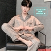 QM0175 - Bộ đồ ngủ pijama nam lụa satin tay dài