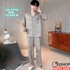 QM0175 - Bộ đồ ngủ pijama nam lụa satin tay dài