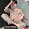 QM0175 - Bộ đồ ngủ pijama nam lụa satin tay dài