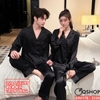 QM0178 - Bộ đồ ngủ pijama cặp đôi lụa mềm mịn tay dài