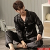 Bộ pijama nam tay dài lụa satin màu trơn mềm mặc nhà mặc ngủ QM07