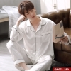 Bộ pijama nam tay dài lụa satin màu trơn mềm mặc nhà mặc ngủ QM07