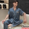 [Sale tại web 40%] Bộ đồ pijama nam quần dài tay ngắn lụa satin mềm QM565