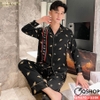 [Sale tại web 30%] Bộ đồ pijama nam tay dài lụa luxury cao cấp mặc nhà mặc ngủ thoải mái  QM570