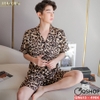 [Sale tại web] Bộ đồ pijama nam quần ngắn lụa luxury cao cấp mặc nhà mặc ngủ thoải mái QM615