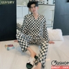 [Sale tại web 30%] Bộ pijama nam tay dài lụa luxury cao cấp mặc nhà mặc ngủ thoải mái QM637