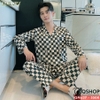 [Sale tại web 30%] Bộ pijama nam tay dài lụa luxury cao cấp mặc nhà mặc ngủ thoải mái QM637