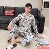 [Sale tại web 30%] Bộ pijama nam tay dài lụa luxury cao cấp mặc nhà mặc ngủ thoải mái QM769