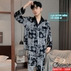 [Sale tại web 40%] Bộ độ pijama nam tay dài lụa saitn mềm QM779