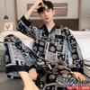 [Sale tại web 40%] Bộ độ pijama nam tay dài lụa saitn mềm QM779