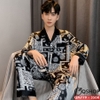 [Sale tại web 40%] Bộ độ pijama nam tay dài lụa saitn mềm QM779