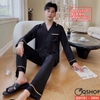 [Sale tại web 30%] Bộ đồ pijama nam tay dài lụa luxury cao cấp mặc nhà mặc ngủ thoải mái QM781